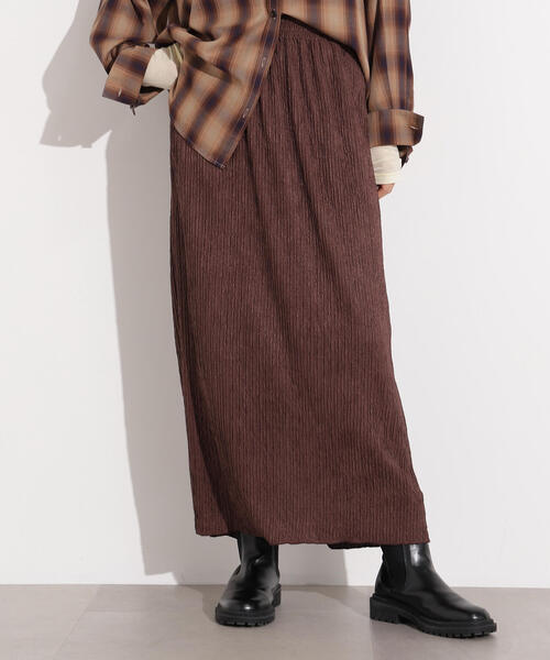 N.(N. Natural Beauty Basic)(エヌエヌナチュラルビューティーベーシック)の「【PS/低身長サイズ】シュリンクナロースカート(スカート・レディース・ブラック/ブラウン/グリーン系その他・MEDIUM/P/S)」の5枚目の写真