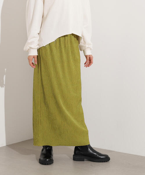 N.(N. Natural Beauty Basic)(エヌエヌナチュラルビューティーベーシック)の「【PS/低身長サイズ】シュリンクナロースカート(スカート・レディース・ブラック/ブラウン/グリーン系その他・MEDIUM/P/S)」の12枚目の写真