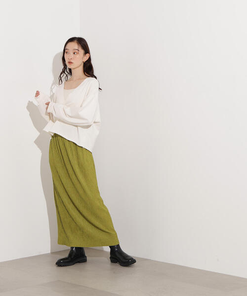 N.(N. Natural Beauty Basic)(エヌエヌナチュラルビューティーベーシック)の「【PS/低身長サイズ】シュリンクナロースカート(スカート・レディース・ブラック/ブラウン/グリーン系その他・MEDIUM/P/S)」の17枚目の写真