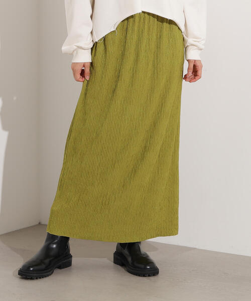 N.(N. Natural Beauty Basic)(エヌエヌナチュラルビューティーベーシック)の「【PS/低身長サイズ】シュリンクナロースカート(スカート・レディース・ブラック/ブラウン/グリーン系その他・MEDIUM/P/S)」の3枚目の写真