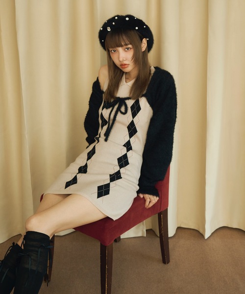 NOMAE アーガイルニットワンピース×ボレロセット アーガイルニットワンピース×ボレロセット（ワンピース）｜NOMAE