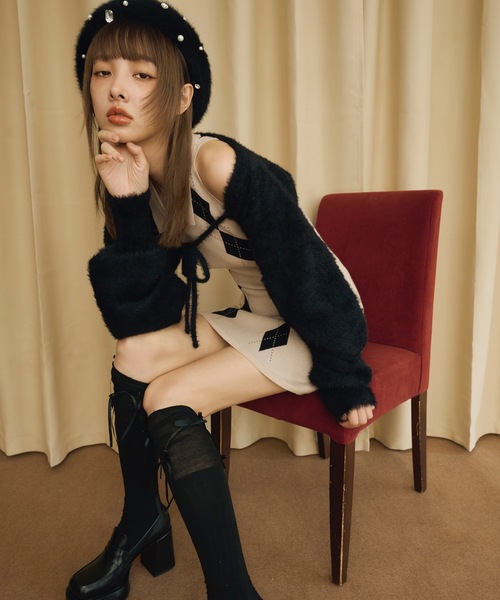 アーガイルニットワンピース×ボレロセット（ワンピース）｜NOMAE