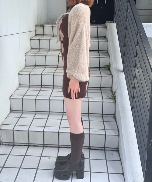 アーガイルニットワンピース×ボレロセット（ワンピース）｜NOMAE