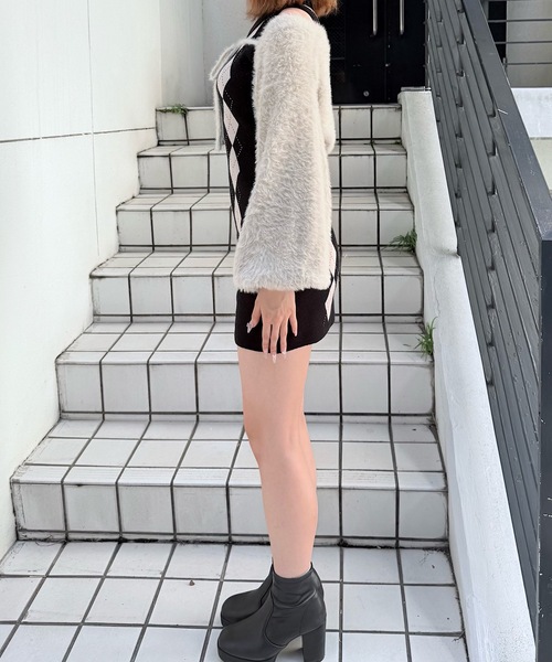 セール】アーガイルニットワンピース×ボレロセット（ワンピース