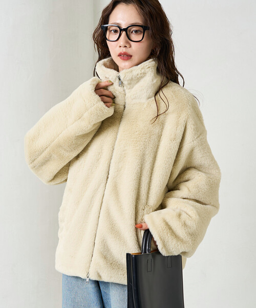 セール】限定展開 ボリューム ファー ショート コート（ブルゾン