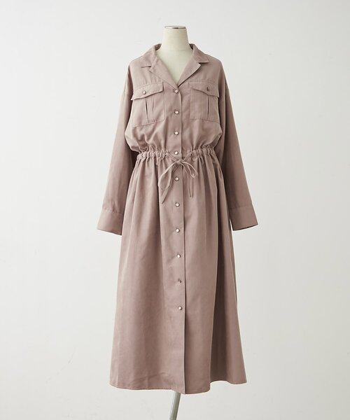 Another Branch olive des olive(アナザーブランチオリーブデオリーブ)の「開襟シャツワンピース(ワンピース・レディース・スミクロ/ブラウン/ブルー/グレイッシュベージュ・FREE)」の3枚目の写真