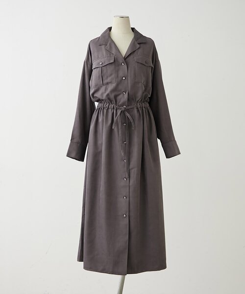 Another Branch olive des olive(アナザーブランチオリーブデオリーブ)の「開襟シャツワンピース(ワンピース・レディース・スミクロ/ブラウン/ブルー/グレイッシュベージュ・FREE)」の12枚目の写真
