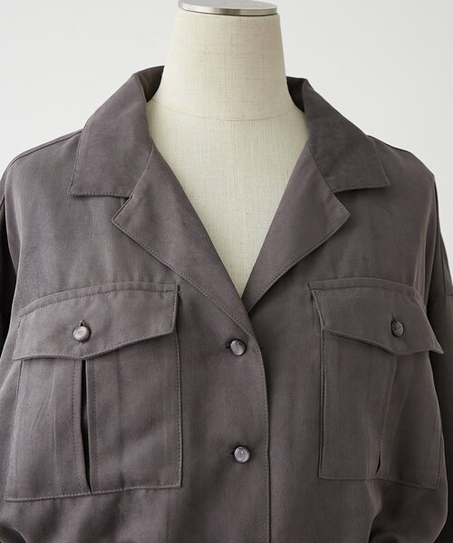 Another Branch olive des olive(アナザーブランチオリーブデオリーブ)の「開襟シャツワンピース(ワンピース・レディース・スミクロ/ブラウン/ブルー/グレイッシュベージュ・FREE)」の15枚目の写真