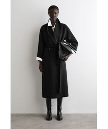 COS(コス)のベルト付きダブルフェイスウールコート(ピーコート)