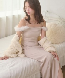 fake far slit camisole dress / フェイクファーツキスリットキャミワンピース