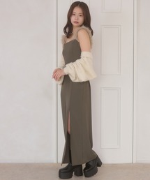 fake far slit camisole dress / フェイクファーツキスリットキャミワンピース