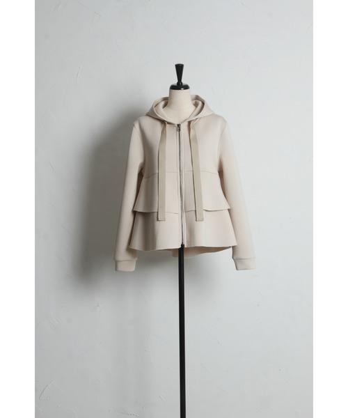 &. NOSTALGIA(アンドドットノスタルジア)の「ティアードヘムフードパーカー(パーカー・レディース・ブラック/ベージュ・M)」の13枚目の写真