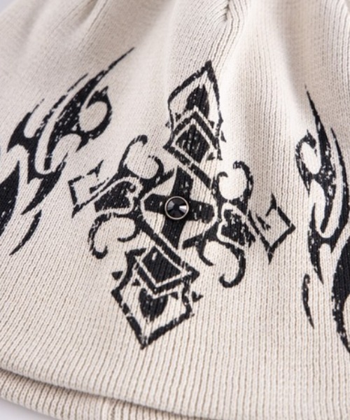 SUPPLIER(サプライヤー)の「A'GEM/9 × .kom『SUPPLIER/サプライヤー』TRIBAL CROSS BEANIE/トライバルクロスビーニー(ニットキャップ/ビーニー・メンズ・ブラック/ベージュ・FREE)」の12枚目の写真
