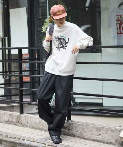 FREAK'S STORE(フリークスストア)の「限定展開 THRASHER×FREAK'S STORE /スラッシャー 別注 ビッグシルエット プリント クルーネック スウェット / CAT(スウェット・メンズ・アッシュグレー/スミクロ/ピンク・SMALL/MEDIUM/LARGE)」の17枚目の写真
