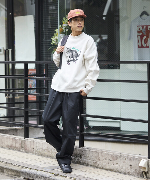 FREAK'S STORE(フリークスストア)の「限定展開 THRASHER×FREAK'S STORE /スラッシャー 別注 ビッグシルエット プリント クルーネック スウェット / CAT(スウェット・メンズ・アッシュグレー/スミクロ/ピンク・SMALL/MEDIUM/LARGE)」の16枚目の写真