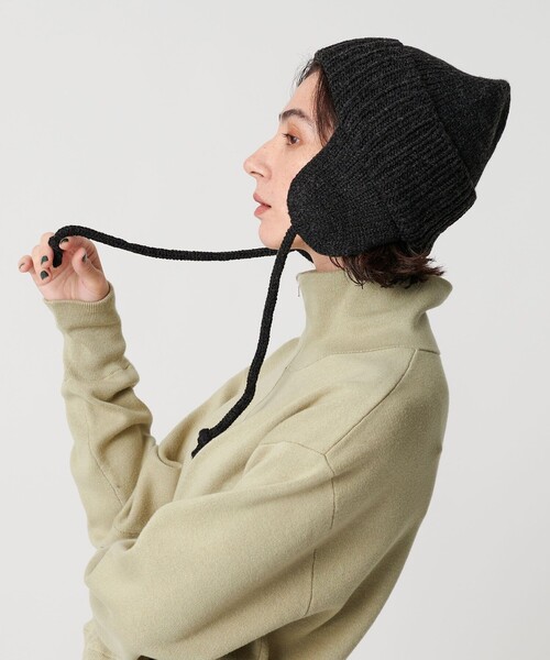RACAL（ラカル）の「＜RACAL＞イヤー ニットキャップ（ニットキャップ/ビーニー・レディース・ダークグレー/ナチュラル・FREE）」の4枚目の写真
