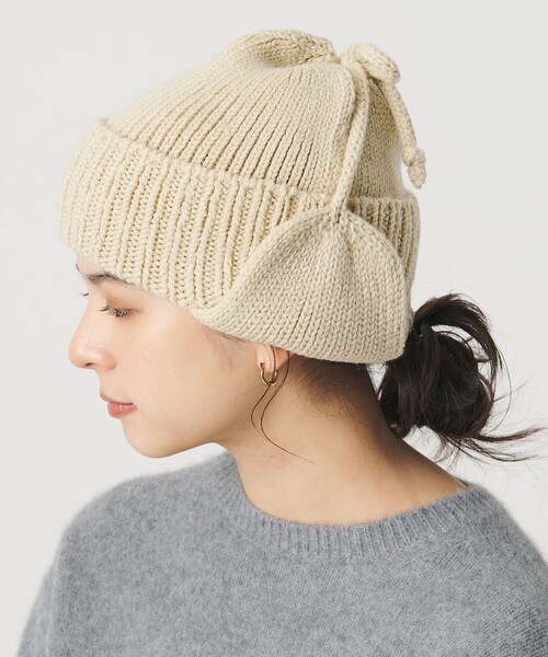 RACAL（ラカル）の「＜RACAL＞イヤー ニットキャップ（ニットキャップ/ビーニー・レディース・ダークグレー/ナチュラル・FREE）」の5枚目の写真