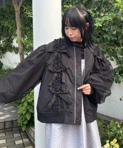 Candy Stripper（キャンディストリッパー）の「ADORABLE RIBBON MA-1（MA-1・レディース・ブラック/オフホワイト/ピンク・FREE）」の10枚目の写真