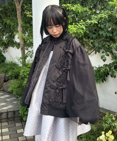 Candy Stripper（キャンディストリッパー）の「ADORABLE RIBBON MA-1（MA-1・レディース・ブラック/オフホワイト/ピンク・FREE）」の11枚目の写真