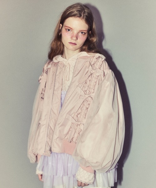 Candy Stripper（キャンディストリッパー）の「ADORABLE RIBBON MA-1（MA-1・レディース・ブラック/オフホワイト/ピンク・FREE）」の7枚目の写真