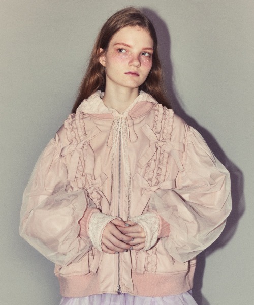 Candy Stripper（キャンディストリッパー）の「ADORABLE RIBBON MA-1（MA-1・レディース・ブラック/オフホワイト/ピンク・FREE）」の5枚目の写真