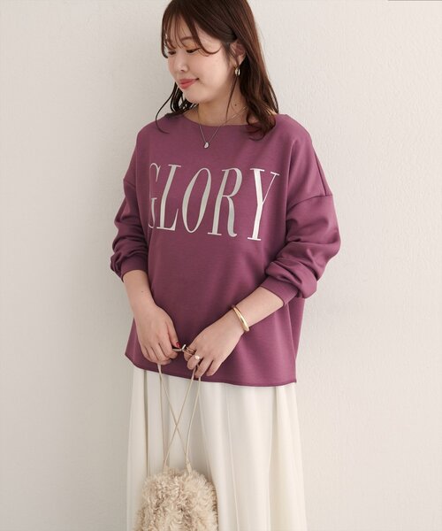 natural couture（ナチュラルクチュール）の「【WEB限定】〈ako〉スポリ裏毛ロゴ入りプルオーバー（スウェット・レディース・ブラウン/パープル/アイボリー/ブラック・FREE）」の4枚目の写真