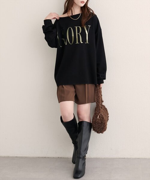 natural couture（ナチュラルクチュール）の「【WEB限定】〈ako〉スポリ裏毛ロゴ入りプルオーバー（スウェット・レディース・ブラウン/パープル/アイボリー/ブラック・FREE）」の22枚目の写真