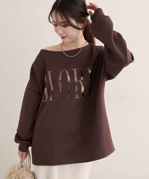 natural couture（ナチュラルクチュール）の「【WEB限定】〈ako〉スポリ裏毛ロゴ入りプルオーバー（スウェット・レディース・ブラウン/パープル/アイボリー/ブラック・FREE）」の9枚目の写真