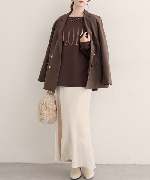 natural couture（ナチュラルクチュール）の「【WEB限定】〈ako〉スポリ裏毛ロゴ入りプルオーバー（スウェット・レディース・ブラウン/パープル/アイボリー/ブラック・FREE）」の13枚目の写真