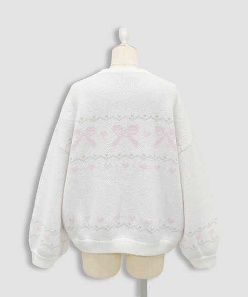 Honey Cinnamon(ハニーシナモン)の「リボンジャガードオーバーニット(ニット/セーター・レディース・サックスブルー/ピンク・FREE)」の17枚目の写真