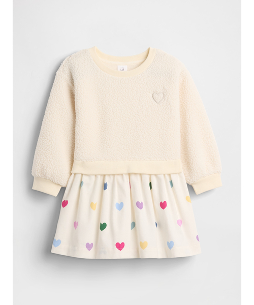 GAP(ギャップ)の「ミックスメディア ハート スウェットワンピース (幼児・ベビー)(ワンピース・キッズ・アイボリー・70cm/80cm/90cm/95cm/100cm/105cm/110cm)」の2枚目の写真