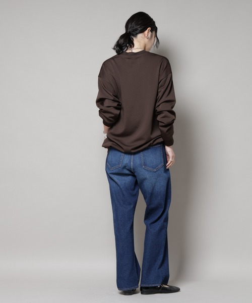 NANO universe（ナノユニバース）の「「MC」coveross(R)フリースボンディングクルーネック(セットアップ可)（Tシャツ/カットソー・レディース・ブラック/ブラウン・FREE）」の6枚目の写真