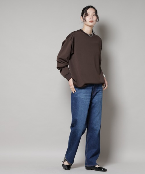 NANO universe（ナノユニバース）の「「MC」coveross(R)フリースボンディングクルーネック(セットアップ可)（Tシャツ/カットソー・レディース・ブラック/ブラウン・FREE）」の9枚目の写真