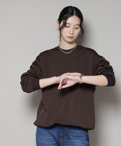 NANO universe（ナノユニバース）の「「MC」coveross(R)フリースボンディングクルーネック(セットアップ可)（Tシャツ/カットソー・レディース・ブラック/ブラウン・FREE）」の3枚目の写真