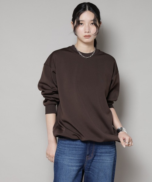 NANO universe（ナノユニバース）の「「MC」coveross(R)フリースボンディングクルーネック(セットアップ可)（Tシャツ/カットソー・レディース・ブラック/ブラウン・FREE）」の5枚目の写真