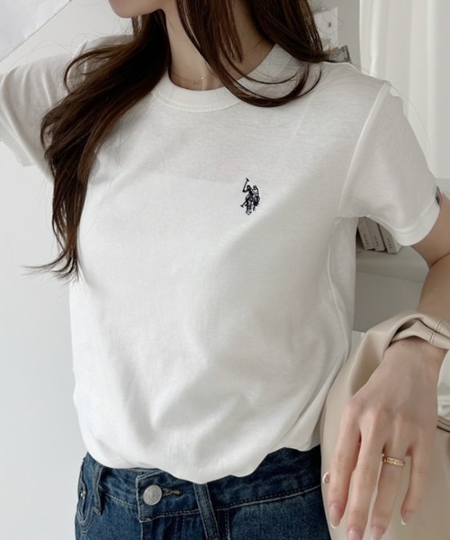 U.S. POLO ASSN.(ユーエスポロアッスン)の「【U.S. POLO ASSN.】クルーネック スムースTシャツ(Tシャツ/カットソー・レディース・ネイビー/ブラック×ホワイト/ホワイト×ブルー/オフホワイト・L/M)」の12枚目の写真