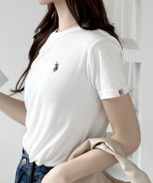 U.S. POLO ASSN.(ユーエスポロアッスン)の「【U.S. POLO ASSN.】クルーネック スムースTシャツ(Tシャツ/カットソー・レディース・ネイビー/ブラック×ホワイト/ホワイト×ブルー/オフホワイト・L/M)」の13枚目の写真