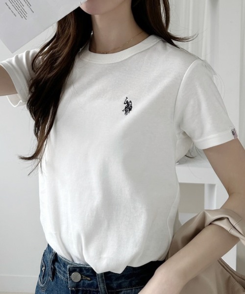 U.S. POLO ASSN.(ユーエスポロアッスン)の「【U.S. POLO ASSN.】クルーネック スムースTシャツ(Tシャツ/カットソー・レディース・ネイビー/ブラック×ホワイト/ホワイト×ブルー/オフホワイト・L/M)」の18枚目の写真
