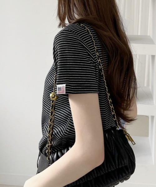 U.S. POLO ASSN.(ユーエスポロアッスン)の「【U.S. POLO ASSN.】クルーネック スムースTシャツ(Tシャツ/カットソー・レディース・ネイビー/ブラック×ホワイト/ホワイト×ブルー/オフホワイト・L/M)」の6枚目の写真