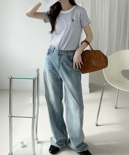 U.S. POLO ASSN.(ユーエスポロアッスン)の「【U.S. POLO ASSN.】クルーネック スムースTシャツ(Tシャツ/カットソー・レディース・ネイビー/ブラック×ホワイト/ホワイト×ブルー/オフホワイト・L/M)」の11枚目の写真
