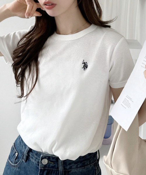 U.S. POLO ASSN.(ユーエスポロアッスン)の「【U.S. POLO ASSN.】クルーネック スムースTシャツ(Tシャツ/カットソー・レディース・ネイビー/ブラック×ホワイト/ホワイト×ブルー/オフホワイト・L/M)」の22枚目の写真