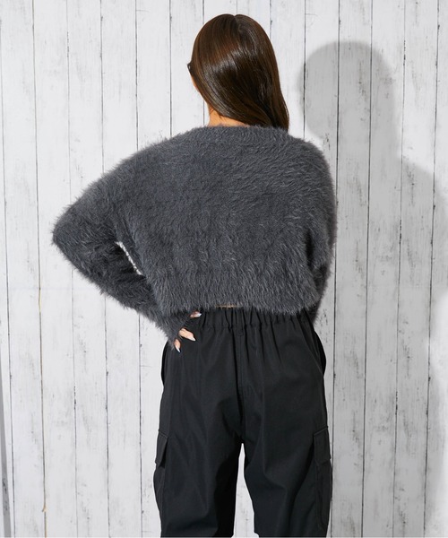 GORGE（ゴージ）の「《フェザー×ショート丈》レディース ニットプルオーバー 長袖（ニット/セーター・レディース・ブルー/オフホワイト/チャコール/ボルドー/パープル・F）」の8枚目の写真