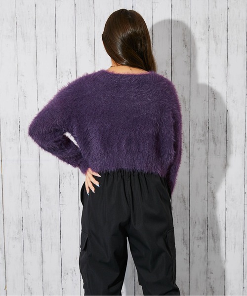 GORGE（ゴージ）の「《フェザー×ショート丈》レディース ニットプルオーバー 長袖（ニット/セーター・レディース・ブルー/オフホワイト/チャコール/ボルドー/パープル・F）」の12枚目の写真
