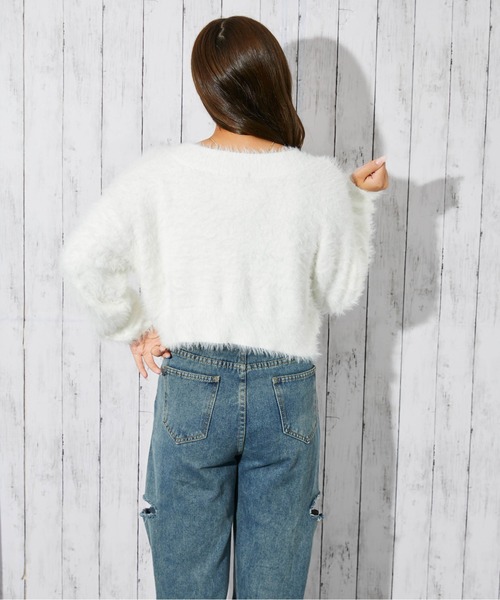 GORGE（ゴージ）の「《フェザー×ショート丈》レディース ニットプルオーバー 長袖（ニット/セーター・レディース・ブルー/オフホワイト/チャコール/ボルドー/パープル・F）」の15枚目の写真