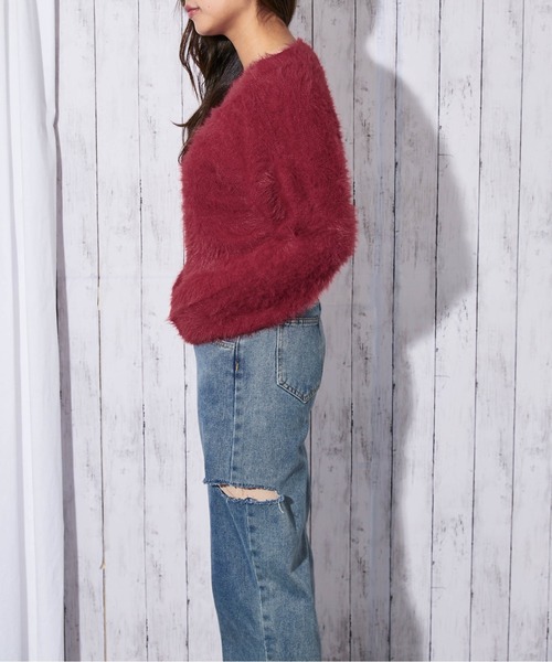 GORGE（ゴージ）の「《フェザー×ショート丈》レディース ニットプルオーバー 長袖（ニット/セーター・レディース・ブルー/オフホワイト/チャコール/ボルドー/パープル・F）」の17枚目の写真
