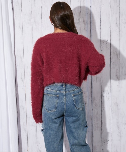 GORGE（ゴージ）の「《フェザー×ショート丈》レディース ニットプルオーバー 長袖（ニット/セーター・レディース・ブルー/オフホワイト/チャコール/ボルドー/パープル・F）」の18枚目の写真