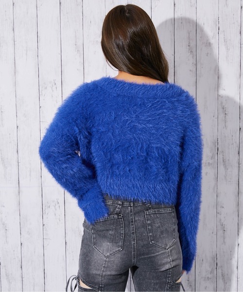 GORGE（ゴージ）の「《フェザー×ショート丈》レディース ニットプルオーバー 長袖（ニット/セーター・レディース・ブルー/オフホワイト/チャコール/ボルドー/パープル・F）」の20枚目の写真