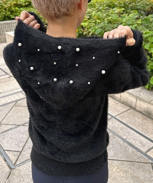 JENNE（ジェンヌ）の「パールフーディー（カーディガン/ボレロ・レディース・アイボリー/ブラック・SMALL/LARGE/MEDIUM）」の5枚目の写真