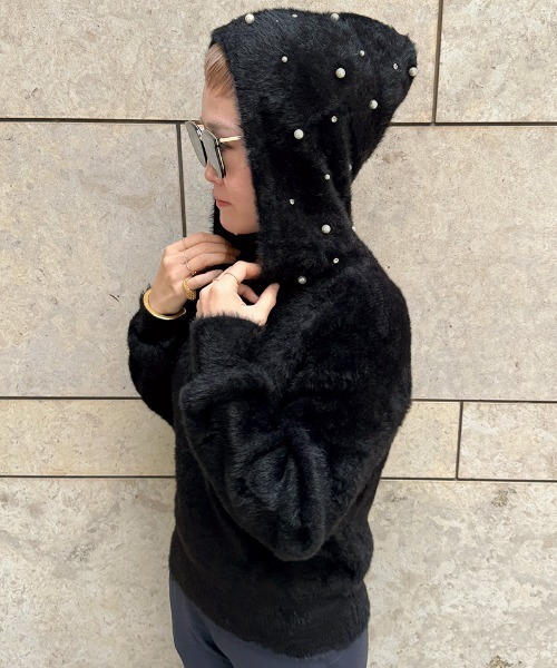 JENNE（ジェンヌ）の「パールフーディー（カーディガン/ボレロ・レディース・アイボリー/ブラック・SMALL/LARGE/MEDIUM）」の7枚目の写真