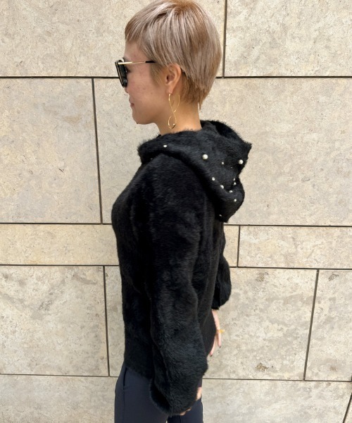 JENNE（ジェンヌ）の「パールフーディー（カーディガン/ボレロ・レディース・アイボリー/ブラック・SMALL/LARGE/MEDIUM）」の9枚目の写真
